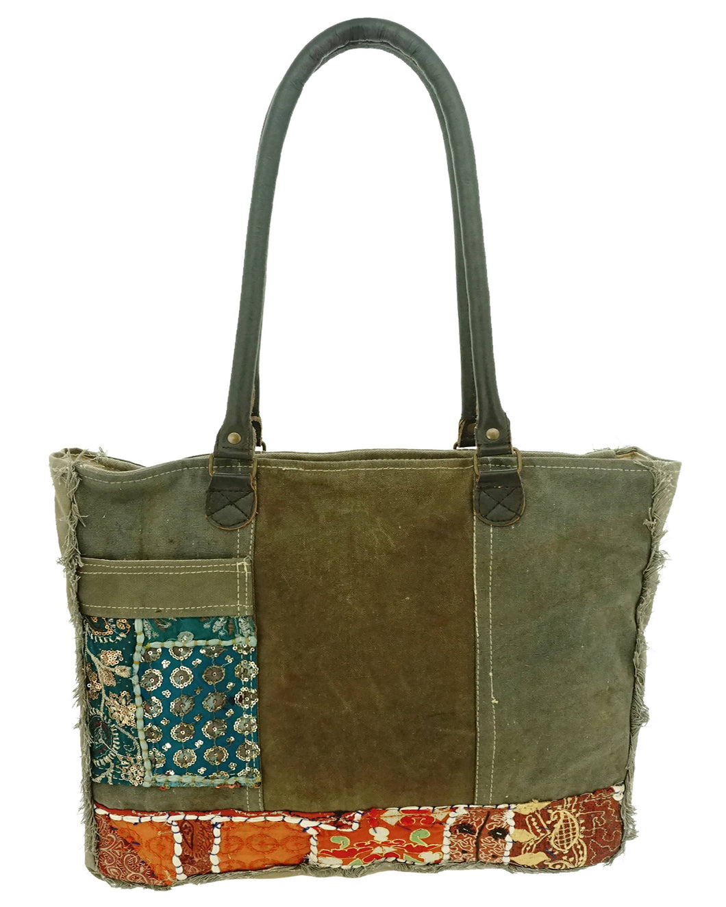 Vintage Addiction - Recycled Tent Tote with Vintage Textiles