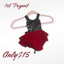 Load image into Gallery viewer, Red/Black pageant romper
