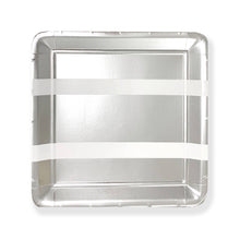 Load image into Gallery viewer, Striped Square Party Plates Gold or Silver
